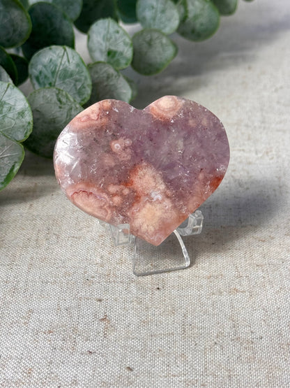Pink Amethyst Flower Agate Heart 🌸