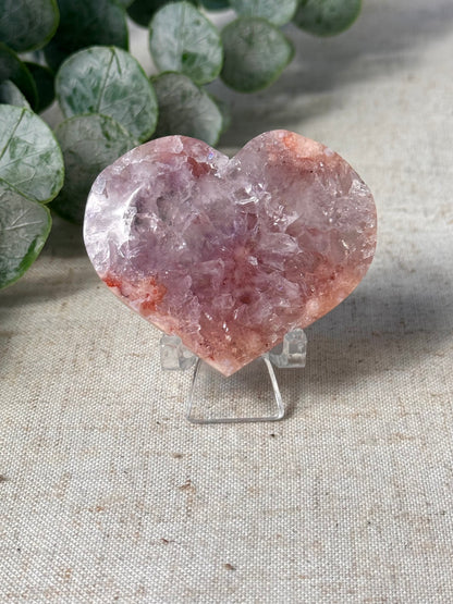 Pink Amethyst Flower Agate Heart 🌸