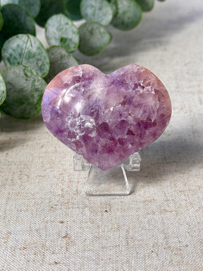 Pink Amethyst Flower Agate Heart 🌸