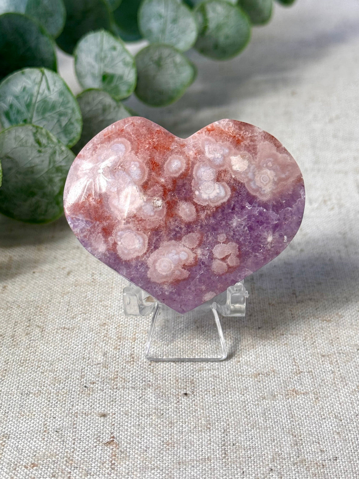 Pink Amethyst Flower Agate Heart 🌸