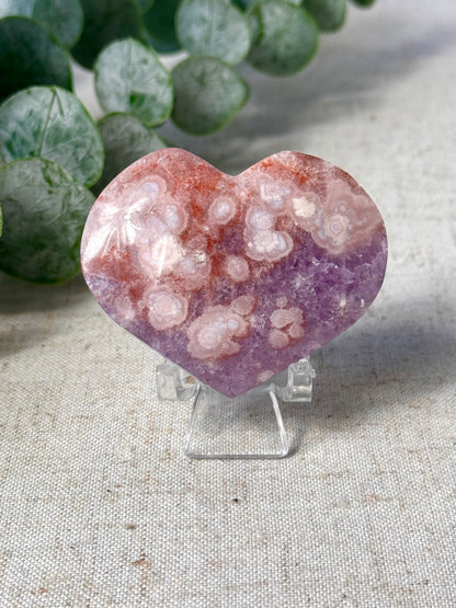 Pink Amethyst Flower Agate Heart 🌸
