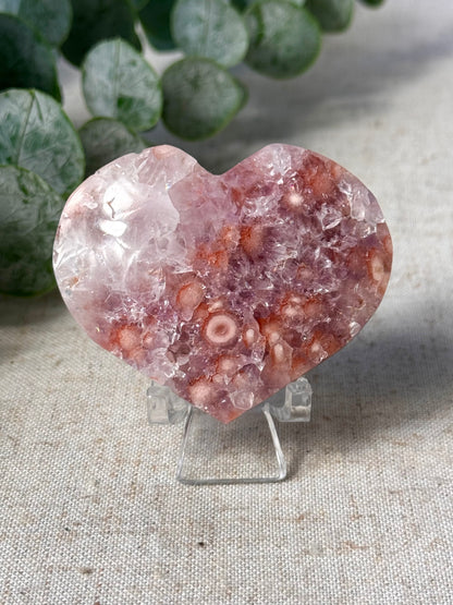 Pink Amethyst Flower Agate Heart 🌸