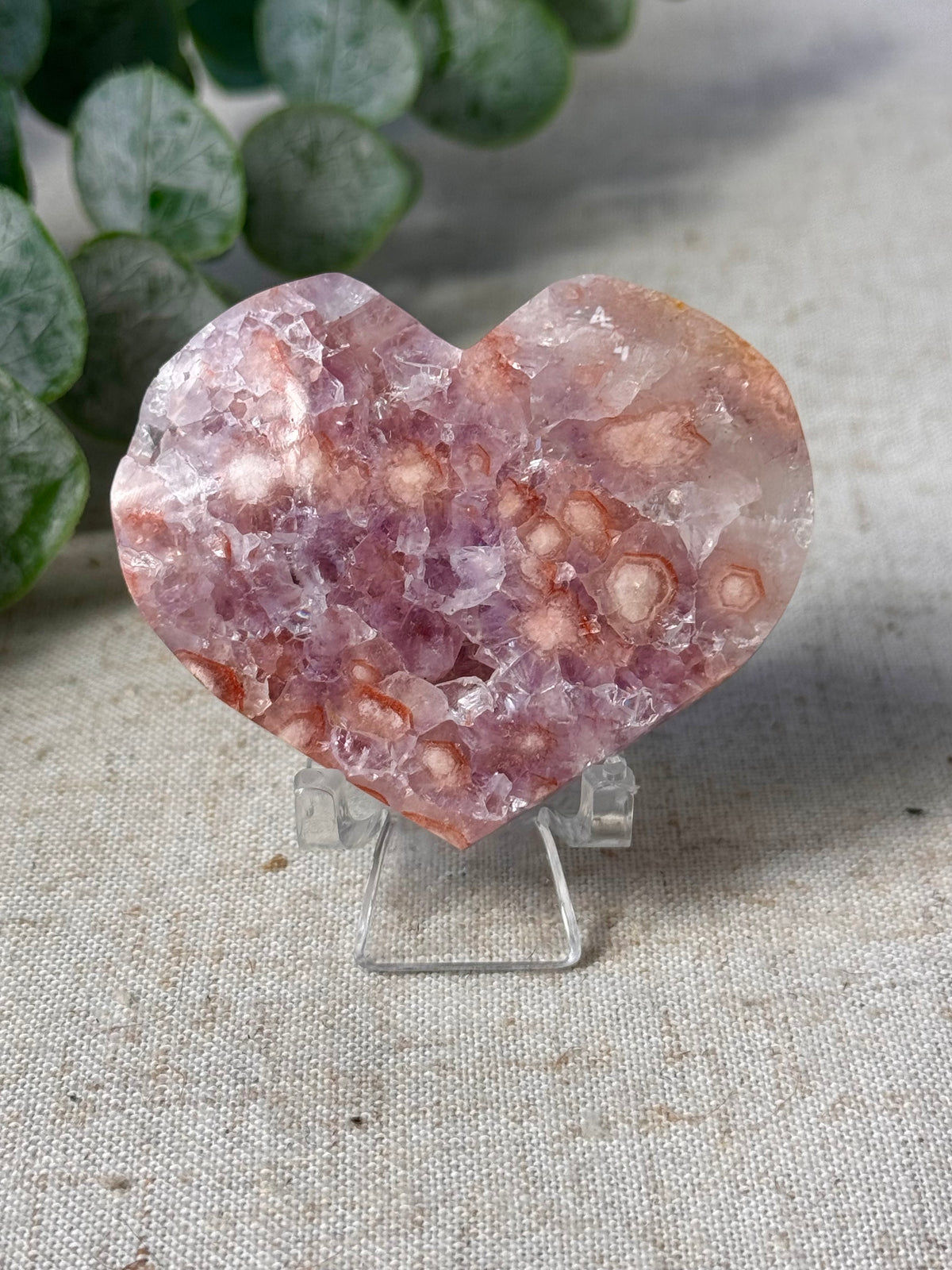 Pink Amethyst Flower Agate Heart 🌸