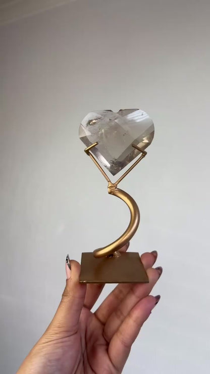 Faceted Smokey Quartz Heart on Stand 🤎