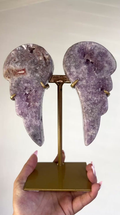 Pink Amethyst Wings On Stand 🪽