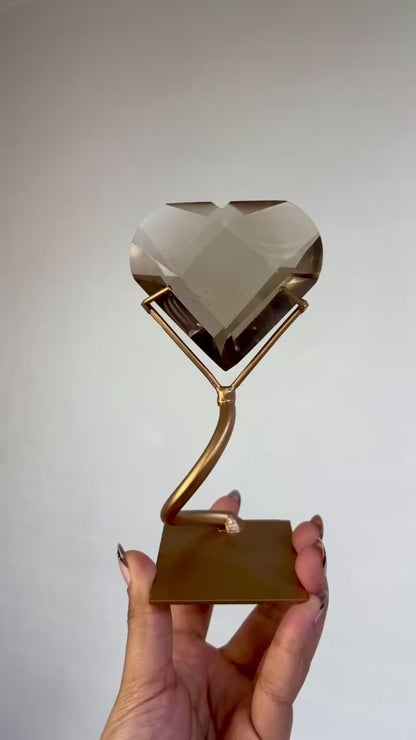 Faceted Smokey Quartz Heart on Stand 🤎