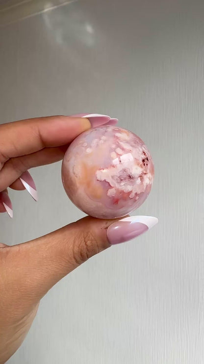 Flower Agate And Carnelian Sphere 🧡