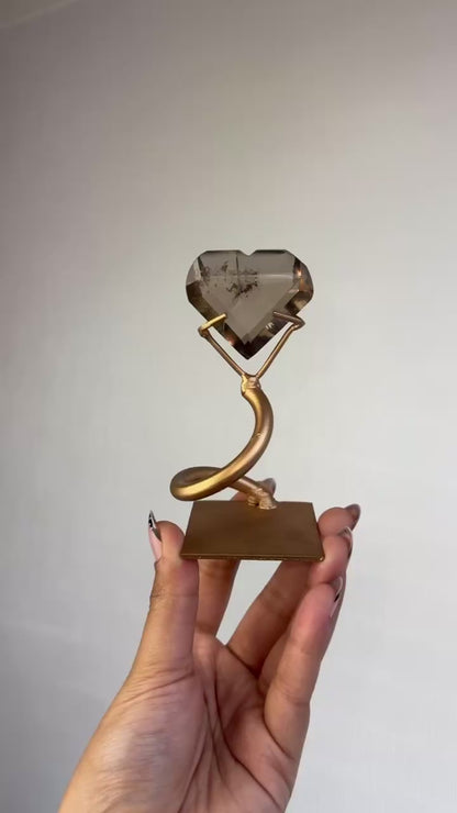 Faceted Smokey Quartz Heart on Stand 🤎