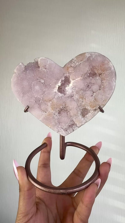 Pink Amethyst Heart On Stand 💗