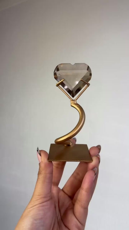 Faceted Smokey Quartz Heart on Stand 🤎