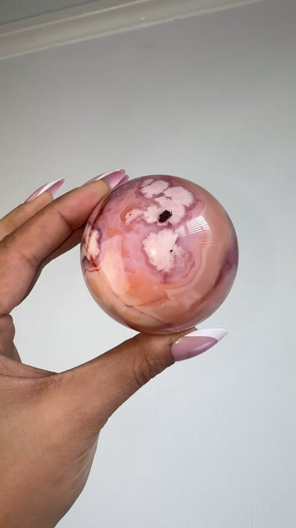 Flower Agate And Carnelian Sphere 🧡