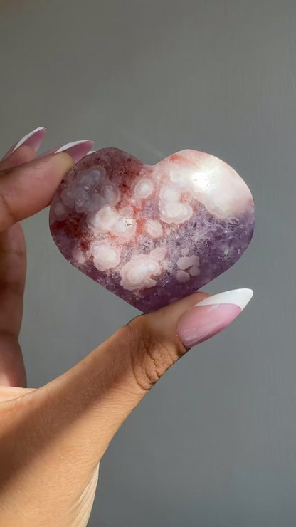 Pink Amethyst Flower Agate Heart 🌸