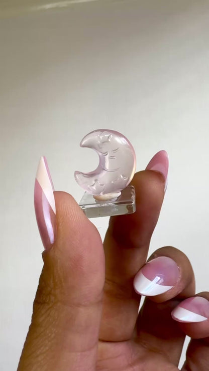 Rose Quartz Moon Face Carving 💕