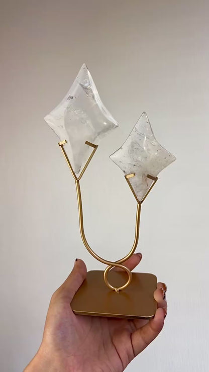 Clear Quartz Diamond Duo On Stand 🌟